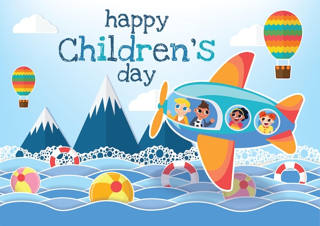 Children's day banner world children's day background and kid's objects