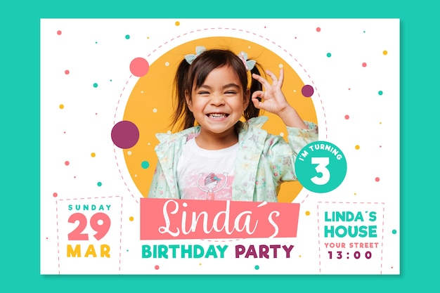 Children's day birthday card invitation template