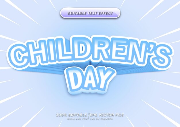 Детский день редактируемый текстовый эффект