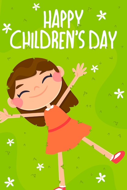 Children´s day greeting card, girl character