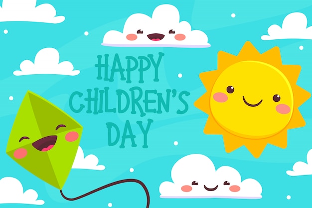 Children´s day greeting card with sky