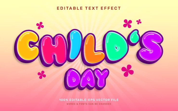 Vector children's day text effect