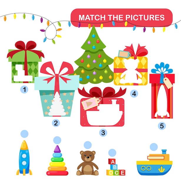 Children's educational game Match boxes and toys Activity for children