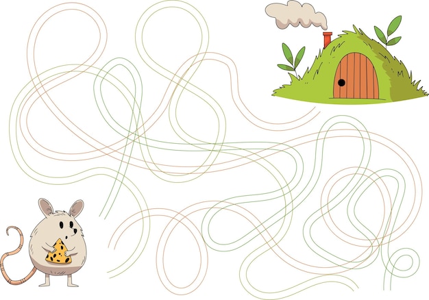 Children's game maze. Children's educational game. Mouse and cheese.