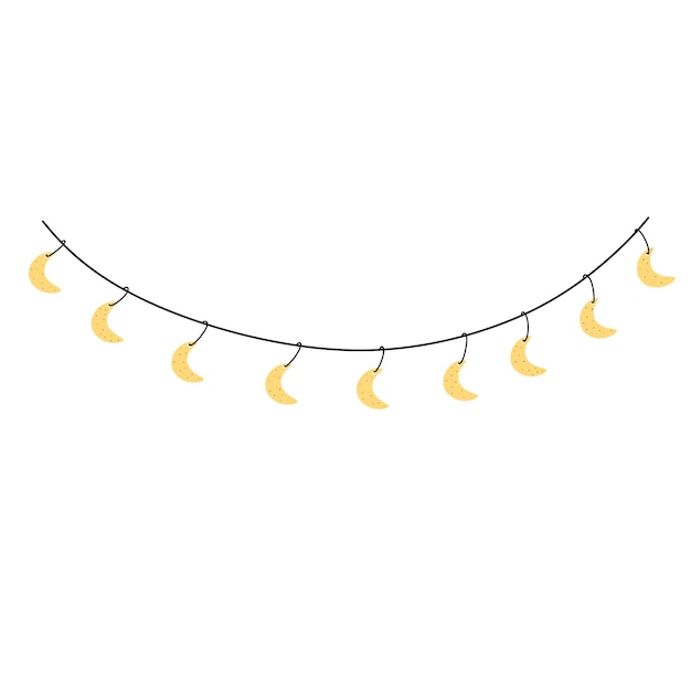 Children's garland with crescents Vector illustration in flat style