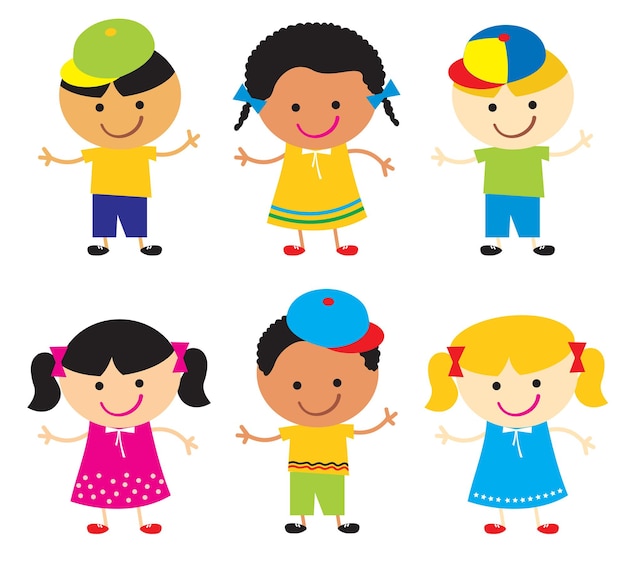 Vector children's illustration children gender diversity and multiracial