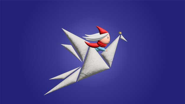 Children's illustration origami 3d design