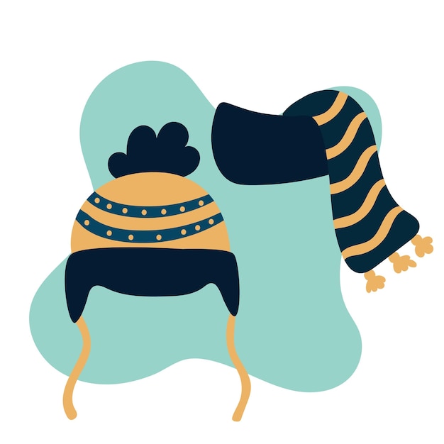 Vector children's knitted hat children's accessories for mild weather vector illustration icon isolated on a background