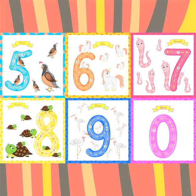 Children's learning to count and write the study of numbers 010