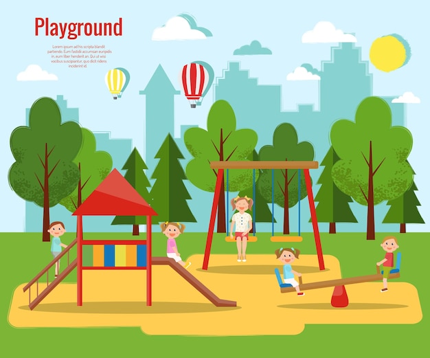 Vettore parco giochi per bambini attività per bambini,