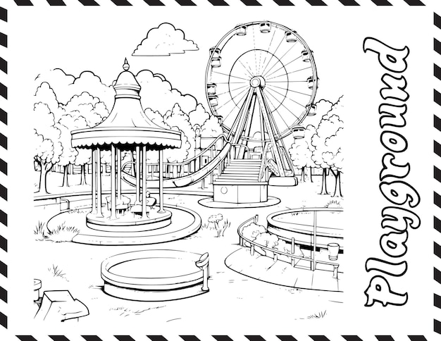 Vector children's playground coloring pages drawing for kids