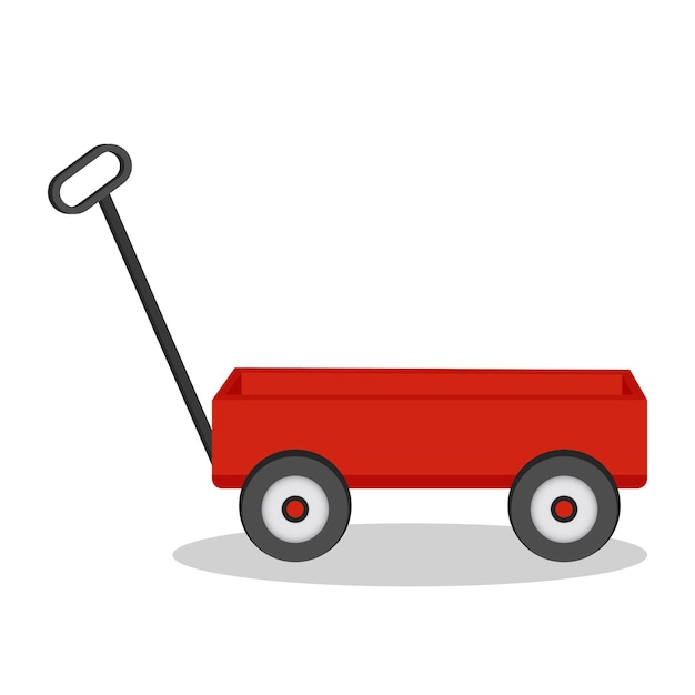 Vettore illustrazione vettoriale del carrello rosso per bambini