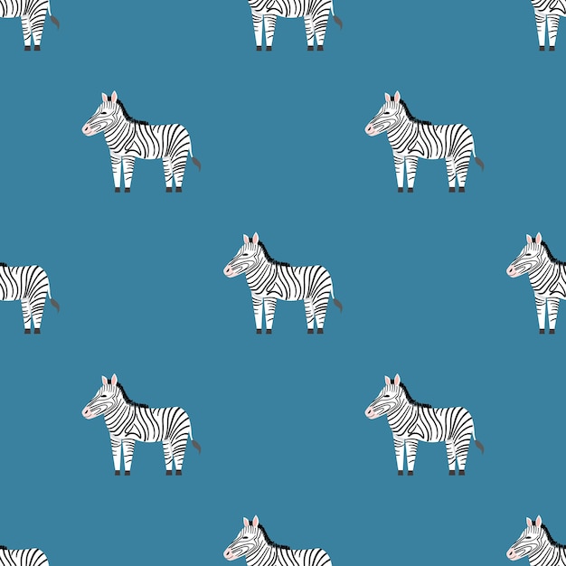 Children s seamless pattern with the image of a zebra