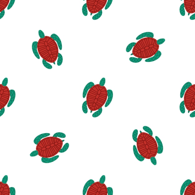 Children s seamless pattern with a sea turtle