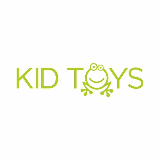 Шаблон дизайна логотипа магазина детских игрушек с комбинацией букв и лягушек
