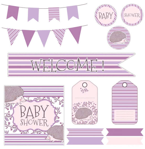 Children's vector set for the birth of a child