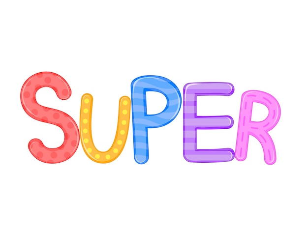 Children's words super white background vector graphics.