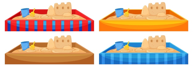 Vector children sand pit on white background