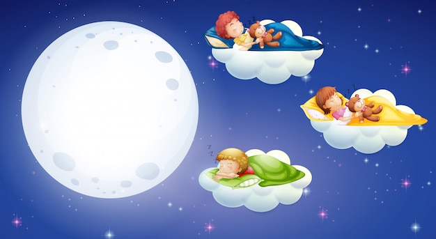 Bambini che dormono di notte