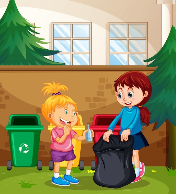 Children Sorting the Waste