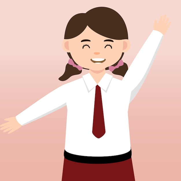 Children using uniform portrait hand gesture at school vector illustration