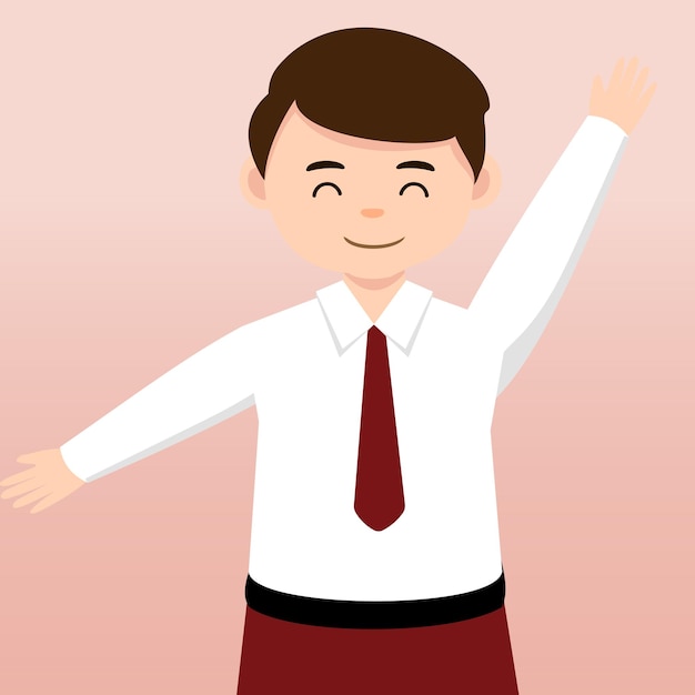 Children using uniform portrait hand gesture at school vector illustration