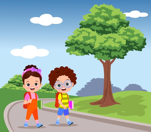 children walking to school