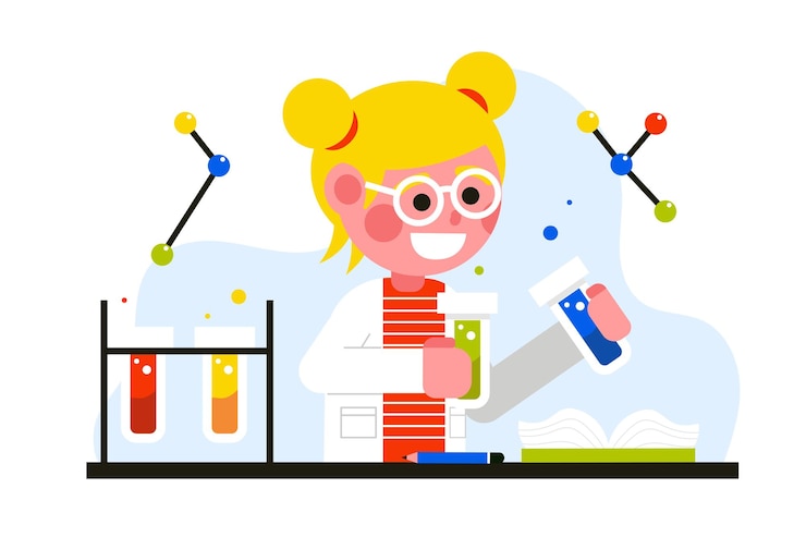 Vector children who are researchers
