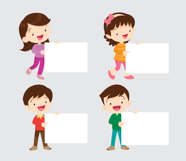 Vector children with board for your text
