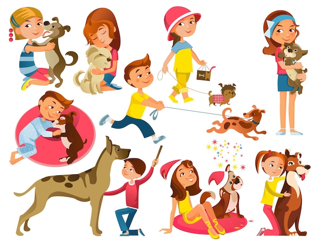 Bambini con animali domestici impostati