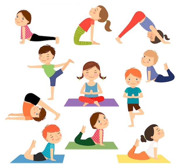 Vettore vettore di yoga bambini