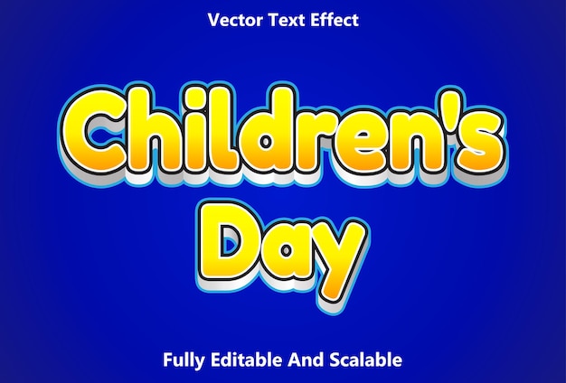 children39s day text effect with blue and yellow color editable text effects for templates