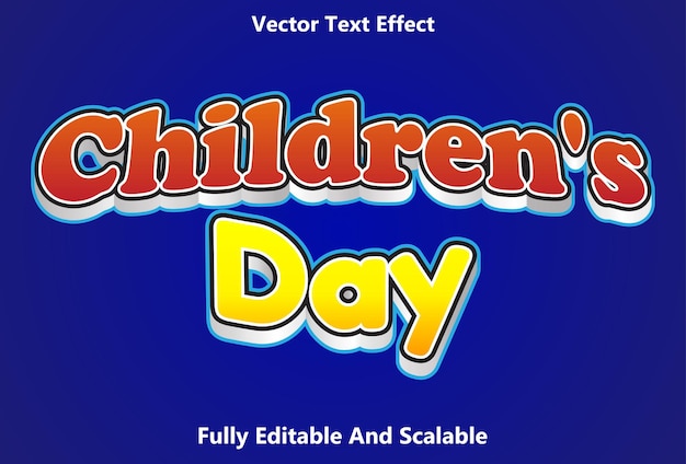 Children39s day text effect with blue and yellow color editable text effects for templates