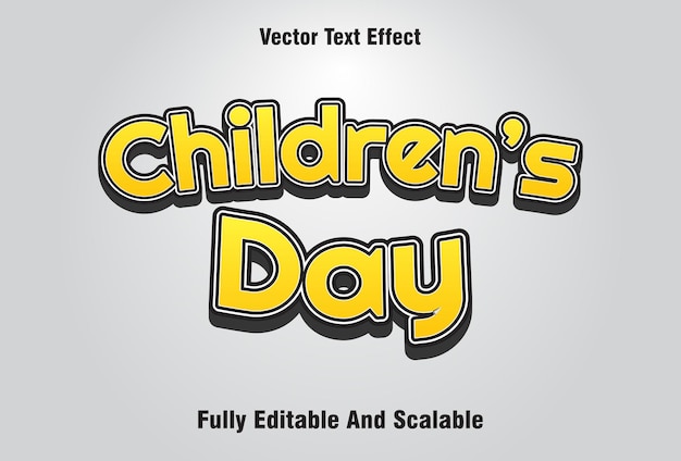 Текстовый эффект children39s day с редактируемыми текстовыми эффектами белого и желтого цвета для шаблонов