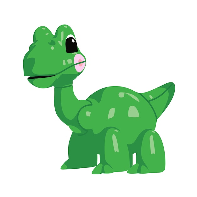 Children39s toy in the form of a green dinosaur A small dinosaur with cute eyes and pink cheeks Isolated on white background