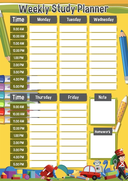 Vector children39s toys and learning tools schedule