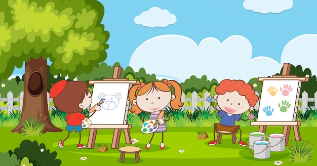 Childrend drawing and painting