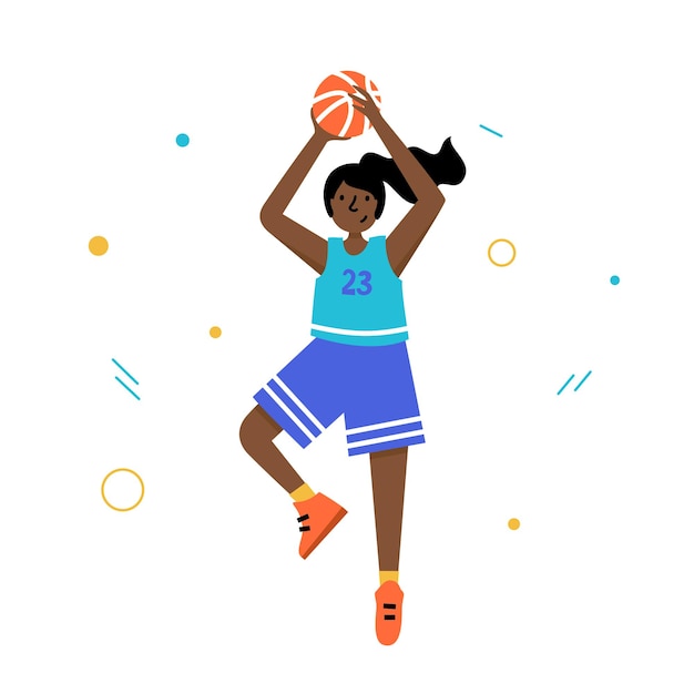 childrens basketball championship. basketball player with ball. young boy cartoon action character.