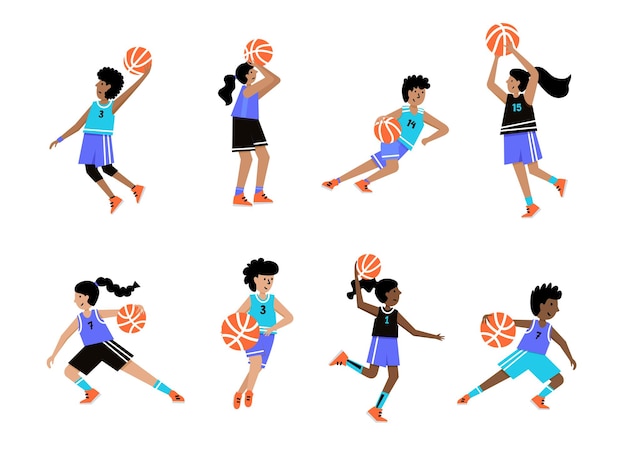 childrens basketball championship. basketball player with ball. young boy cartoon action character.