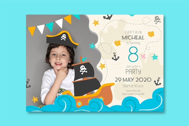 Vector childrens birthday card template style