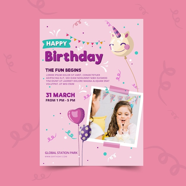 Vector childrens birthday flyer template