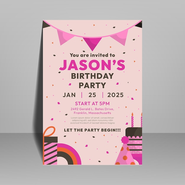 Pink Winter Birthday Party Invitation For Kids • KBM D3signs