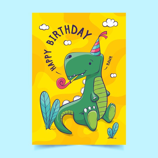 Invito A Una Festa Di Compleanno Con Dinosauro Vettore Gratis