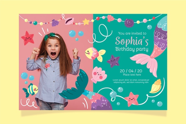 Vector childrens birthday invitation template