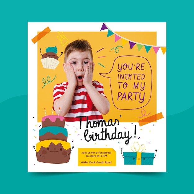 Childrens birthday invitation template