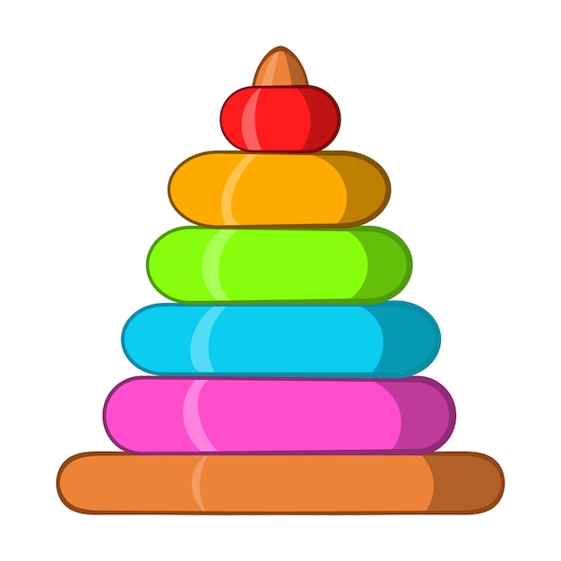 Childrens colorful pyramid icon in cartoon style on a white background