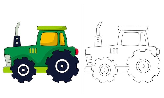 Childrens Coloring Book Illustration Utility Tractor