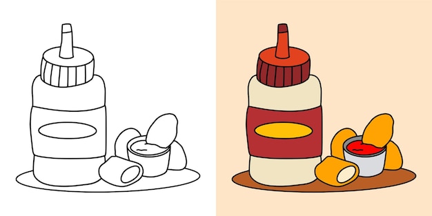 Illustrazione da colorare per bambini con cibo