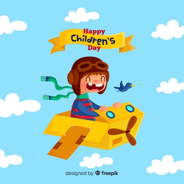 Vector childrens day cardboard plane background