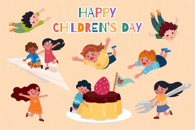 Vector childrens day elements